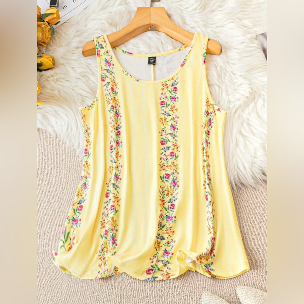 NWOT Yellow Floral Tank Top